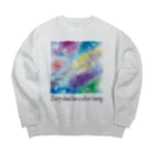 夜の闇に、色の魔法をかけながら。の雲ロング Big Crew Neck Sweatshirt