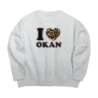 キッズモード某のI love okanヒョウ柄 Big Crew Neck Sweatshirt