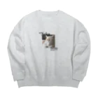 猫ICHIZO公式グッズの猫大好き Big Crew Neck Sweatshirt