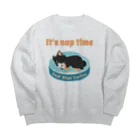 Teal Blue Coffeeのお昼寝の時間　-puppy teal- Big Crew Neck Sweatshirt