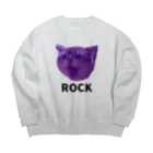 小鳥と映画館のロックなネコ Big Crew Neck Sweatshirt