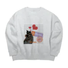 Jerry20210110の黒猫ジェリー Big Crew Neck Sweatshirt