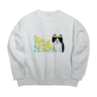 mapechiのハチワレねこ、ハッチとミモザ Big Crew Neck Sweatshirt