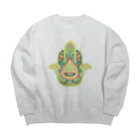 IZANAMI by Akane Yabushitaの誕生石色✋ハムサの手（8月・ペリドット） Big Crew Neck Sweatshirt