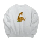 どうぶつYAのおすわりキリン Big Crew Neck Sweatshirt