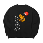 Siderunの館 B2の和デザインな烏(白) Big Crew Neck Sweatshirt