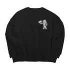 ari designのモノクロ・読書が大好きなクマ Big Crew Neck Sweatshirt