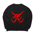 Hachijuhachiの死　DEATH METAL LOGO RED Big Crew Neck Sweatshirt