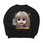 【ホラー専門店】ジルショップの怖い幼女の西洋人形 Big Crew Neck Sweatshirt