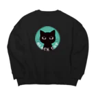 あずき缶のBLACK CAT Big Crew Neck Sweatshirt