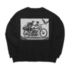 Skull sectionのバイクとドクロ（黒メイン） Big Crew Neck Sweatshirt