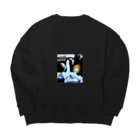 love and peace and alien spaceの青　白　黒 Big Crew Neck Sweatshirt