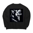 calcium369のシベリアン・ハスキー Big Crew Neck Sweatshirt