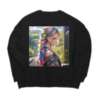 かわいい娘ショップのレインボウ娘 Big Crew Neck Sweatshirt