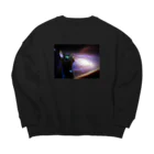 hashiba_のspace cat Big Crew Neck Sweatshirt