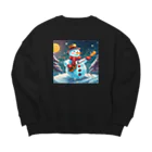 のんびりアート工房の雪だるまアーティスト Big Crew Neck Sweatshirt