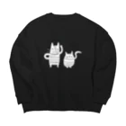 にゃーものお店のくろねこずホワイト Big Crew Neck Sweatshirt