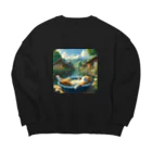 ニャーちゃんショップの眠りネコ Big Crew Neck Sweatshirt