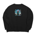 Harukiworksのネオンガール Big Crew Neck Sweatshirt