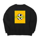 happy_25chanのサッカーボール柄Tシャツ（黄色/白） Big Crew Neck Sweatshirt