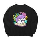 ポメ村ポメラニアンのパステルハリネズミ パープル Big Crew Neck Sweatshirt