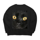 ちょこれーときゃっとの顔面拡大黒猫カカオたん Big Crew Neck Sweatshirt