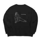 monmyの黒の大きいスウェット Big Crew Neck Sweatshirt