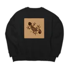 kiwaiwakiのヤモリ(暗茶) Big Crew Neck Sweatshirt