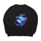 めだまやきファクトリーのビッグスウェット(MOON_BK) Big Crew Neck Sweatshirt