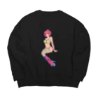 ヌケガケ☆ゆ〜らんのロングブーツっ子☆ピンク Big Crew Neck Sweatshirt