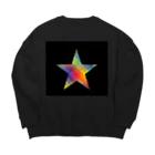 綺麗何学模様の虹×スター×虹（ブラック） Big Crew Neck Sweatshirt