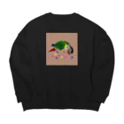 アキクサインコとウロコインコのウロコインコと☆【背景あり】 Big Crew Neck Sweatshirt