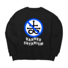 HachijuhachiのBanned Satanism BLUE Big Crew Neck Sweatshirt