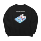 AmuAmu shopのいつも眠いねずみ　（シロ字） Big Crew Neck Sweatshirt