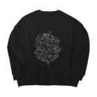 のほほんぞくの古代の生き物パラダイス（ホワイト） Big Crew Neck Sweatshirt