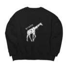 akijiparadeのビッグシルエットスウェット_giraffe_白黒 Big Crew Neck Sweatshirt