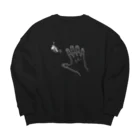 KURUBUSHI SHOPのお魚くわえたドラ猫(濃色) Big Crew Neck Sweatshirt