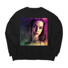 Fred HorstmanのBeautiful woman with purple hair and dark brown eyes  紫色の髪と濃い茶色の目を持つ美しい女性 Big Crew Neck Sweatshirt