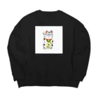 メガネさんのメガネ招き猫 Big Crew Neck Sweatshirt