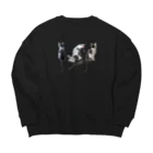 ﾄﾙｺﾞﾚのモノクロこねこ三連 Big Crew Neck Sweatshirt