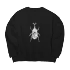 chicodeza by suzuriのホワイトシルエットカブトムシ Big Crew Neck Sweatshirt