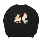 こっくり商店の狐とお花 Big Crew Neck Sweatshirt