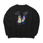 meiroのカラフルなペンギン_白文字ver Big Crew Neck Sweatshirt