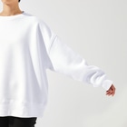 Y's Ink Works Official Shop at suzuriのRising sun Crow (White Print) Big Crew Neck Sweatshirt :shoulder drop