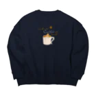 kiki25のcoffee time(コーヒー白字) Big Crew Neck Sweatshirt