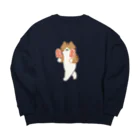 SUIMINグッズのお店の【大】いちごアイスをあざとく運ぶねこ Big Crew Neck Sweatshirt