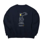 ビールとアート TM-3 Designの彫刻 × BEER（サモトラケのニケ）白線画 Big Crew Neck Sweatshirt