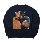 結社黒猫の猫LOVE Big Crew Neck Sweatshirt