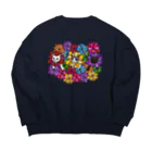 うめぼしととまととごはん。のにゃんこ花畑。 Big Crew Neck Sweatshirt