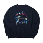 エダマメトイチ雑貨店のI love blue birds 1 大 Big Crew Neck Sweatshirt